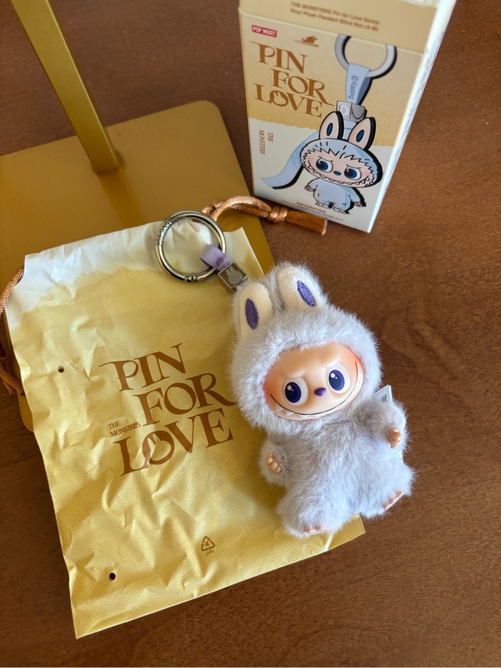 Pin For Love Plush Labubu The Monsters Keychain - light purple letter E